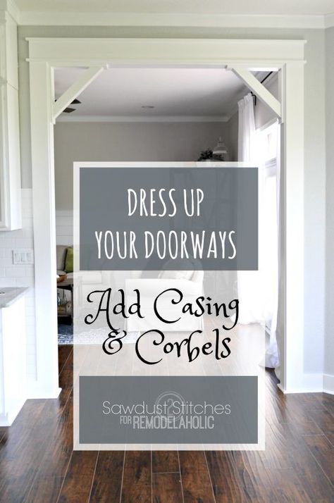 How To: DIY Craftsman Door Casing and Easy Corbels | Remodelaholic | Bloglovin’ Diy Craftsman Door, Craftsman Door Casing, Diy Corbels, Craftsman Door, Farmhouse Side Table, Home Remodeling Diy, Door Casing, Diy Remodel, Home Upgrades