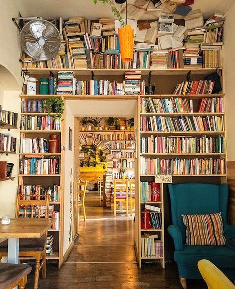 BookBub on Instagram: "Picture this: It’s a comfortably crisp Fall afternoon. You stroll into this charming cafe and pick out a table by the window... What book would you bring and what beverage would you order? ☕️ 📸 via @mikar" Libraries In Houses, Boho Plants, Bookstore Design, Library Cafe, Library Bookshelves, Bookstore Cafe, Room Vibes, Library Table, Library Shelves