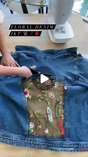 Diy Embellished Jean Jacket, Repurpose Denim Jacket, Upcycled Denim Jackets Ideas, Revamp Jean Jacket Diy, Repurpose Jean Jacket, Jeans Jacket Diy Ideas, Denim Jacket Makeover Diy, Repurposed Denim Jacket, Clothe Recycling