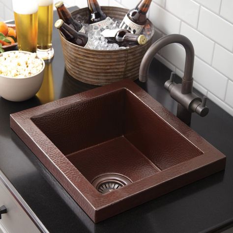 Manhattan Kitchen Bar & Prep Sink | Native Trails Manhattan Kitchen, Manhattan Bar, Copper Bar Sink, Drop In Kitchen Sink, Apron Sink Kitchen, Prep Sink, Drop In Sink, Copper Bar, Kitchen Design Open