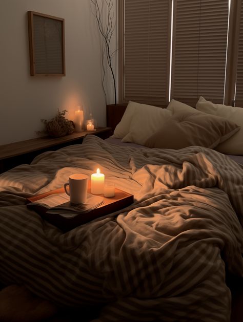 #cozyhome #bedroomdecorideas #bedroomgoals #homedesign #selfcare #moodboard #januarchallenge Bed Brown Aesthetic, Female Bedroom Aesthetic, Cozy Bed Aesthetic Dark, Comfy Bed Aesthetic Dark, Cozy Night At Home, Comfy Bed Aesthetic Night, Cozy Room Night, Cosy Bed Aesthetic, Cozy Brown Aesthetic