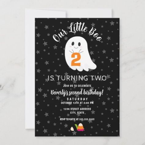 Little Boo Turning Two Halloween 2Nd Birthday Invitation #zazzle #weddinginvitations #birthdayinvitations #babyshowerinvitations #zazzleinvitations #monogram #businesscards #graduation #homedecor 2nd Birthday Ideas, Halloween Birthdays, Halloween Birthday Party Invitations, Spooky Autumn, Second Birthday Party, Fall Birthday Parties, Halloween Birthday Invitations, Happy Birthday Celebration, 2nd Birthday Invitations