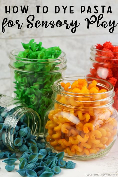 Dye Pasta, Dye Rice, Coloured Pasta, At Home Preschool, Fun Pasta, Home Preschool, Toddler Sensory Bins, Colored Pasta, Sensory Tubs