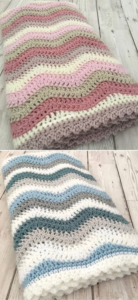 Crochet Blanket Designs Color Combos, 3 Color Crochet Blanket Pattern Free, Ripple Stitch Crochet, Crochet Ripple Baby Blanket, Beginner Blanket, Crochet Ripple Afghan Pattern, Crochet Chevron Baby Blanket, Chevron Crochet Blanket Pattern, Crochet Ripple Afghan