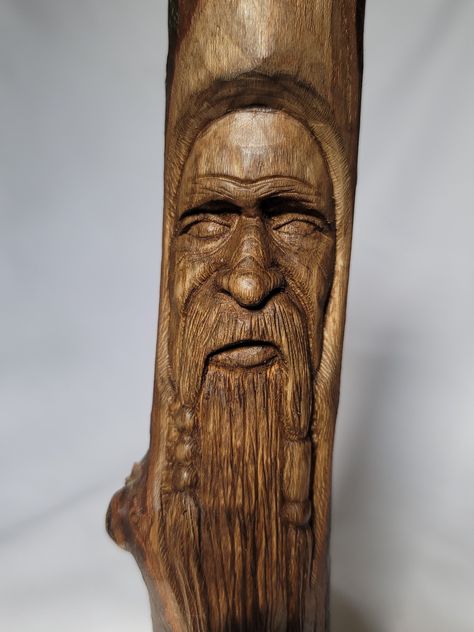 Hand carved sycamore wood spirit Block Carving, Sycamore Wood, Wood Spirit, At Peace, Hand Carved, Art Collection, Figurines, Display Homes, Pet Supplies