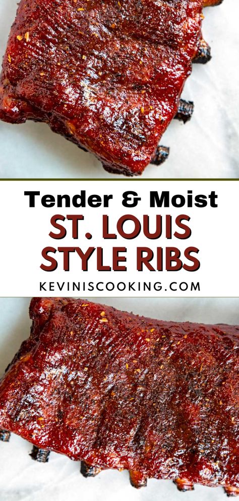 Tender & Moist St. Louis Style Ribs are fatty and full of flavor, and actually very easy to grill! With the right rub and the right technique, the meat will fall off the bone and melt in your mouth. St. Louis style ribs have less meat than your average spare rib, and the cartilage and breastbone having been trimmed away. This makes them flat and uniform in shape with meat that is fatty and full of flavor. Grilling St Louis Style Ribs, Slow Cooker St Louis Ribs, Bbq St Louis Ribs On The Grill, St Louis Ribs In Air Fryer, Slow Roasted St Louis Ribs In Oven, Bbq Baby Back Ribs On The Grill, Slow Smoked Ribs, Crock Pot St Louis Style Ribs, Slow Cooker St Louis Style Ribs