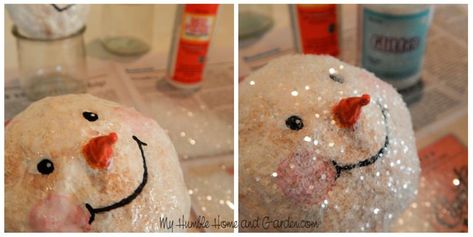 Snowman Christmas Ornaments - Make These Lovelies Easily - My Humble Home and Garden Making Snowman, Clay Easy, Diy Snowman Ornaments, Paper Mache Christmas, Humble Home, Snowman Crafts Diy, Vintage Christmas Crafts, Snowman Christmas Decorations, Snowman Christmas Ornaments