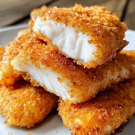 🐟🍴 Discover the perfect crunch with our Extra Crunchy Fish Fillet—a crispy, satisfying dish that�’s a hit with everyone! 🐟🌟 #CrunchyFish #SeafoodDelight Extra Crunchy Fish Fillet Ingredients: Fish fillets (4, any white fish) Flour (1 cup) Cornstarch (1/2 cup) Baking powder (1 tsp) Salt (1/2 tsp) Pepper (1/2 tsp) Eggs (2) Cold water (1 cup) Oil (for frying) Instructions: Mix flour, cornstarch, baking powder, salt, and pepper. Dip fish in flour mixture. Beat eggs and mix with cold water. Dip... Crunchy Fried Fish, Fried Fish And Spaghetti, Southern Fried Fish, Fish Goujons, Crunchy Fish, Fish Fried, Pepper Dip, Burger And Chips, Seafood Dish Recipes