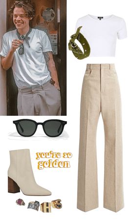 Harry Styles' Fine Line Outfit | ShopLook Easy Harry Styles Outfits, Outfit Inspo Celebrity, Trousers With Doc Martens, Harry Styles One Direction Outfit, Harry Styles Simple Outfit, Harry Styles Dress Up, Harry Style Inspired Outfits, Harry Styles Outfits Inspiration Summer, Harry Style Outfits Inspiration