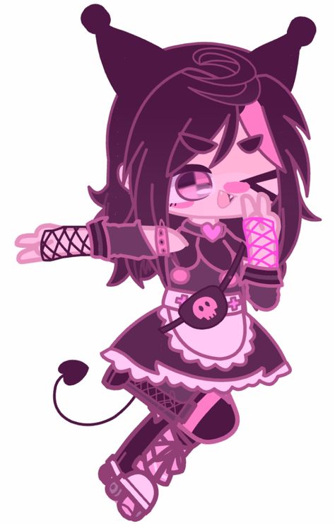 Kuromi In Gacha Club, Gacha Kuromi Outfit, My Melody And Kuromi Gacha Club, Kuromi Gacha Club Outfit, Gacha Sanrio Outfits, My Melody Gacha Life, My Melody Gacha Club, Gacha My Melody, Sanrio Gacha Club