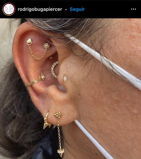 Conch And Daith Piercing Together, Flat And Conch Piercings, Double Flat Piercing, Double Tragus Piercing, Double Tragus, Flat Piercing, Ear Curation, Lobe Piercings, Tragus Conch