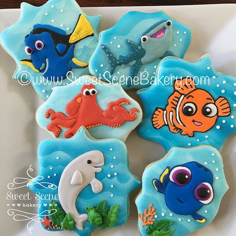 Finding Dory Cookies Decorated, Finding Dory Cookies, Finding Nemo Cookies, Nemo Cookies, Finding Dory Cake, Dory Cake, Finding Dory Birthday Party, Dory Birthday Party, Finding Dory Birthday