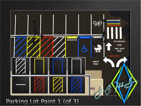 The Sims Resource - Parking Lot Paint 1 The Sims 4 Parking Lot Cc, Sims 4 Parking Lot, Sims 4 Parking Lot Cc, Sims 4 Signs, Sims 4 Street Cc, Sims 4 Signs Cc, Sims 4 School Cc, Parking Lot Painting, Around The Sims 4