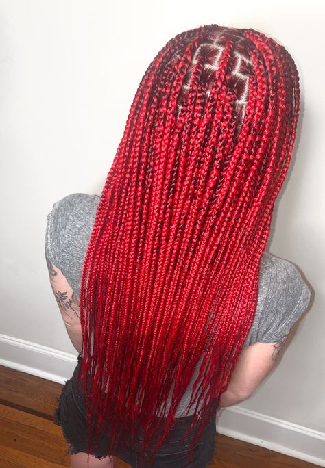 Red Knotless, Braids Red, Red Braids, Red Box Braids, Braids Color, Black Box Braids, Braids Knotless, Blonde Box Braids, Colored Braids