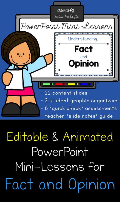 Fact and Opinion PowerPoint mini-lessons and more! #reading #readingworkshop #facts #opinions #factandopinion #minilesson Fact Opinion Worksheet, Opinion Vs Fact, Fact Vs Opinion Activity, Fact And Opinion Mentor Text, Teaching Opinion Writing 3rd Grade, Reading Mini Lessons, Reading Response Activities, Powerpoint Lesson, Fact And Opinion