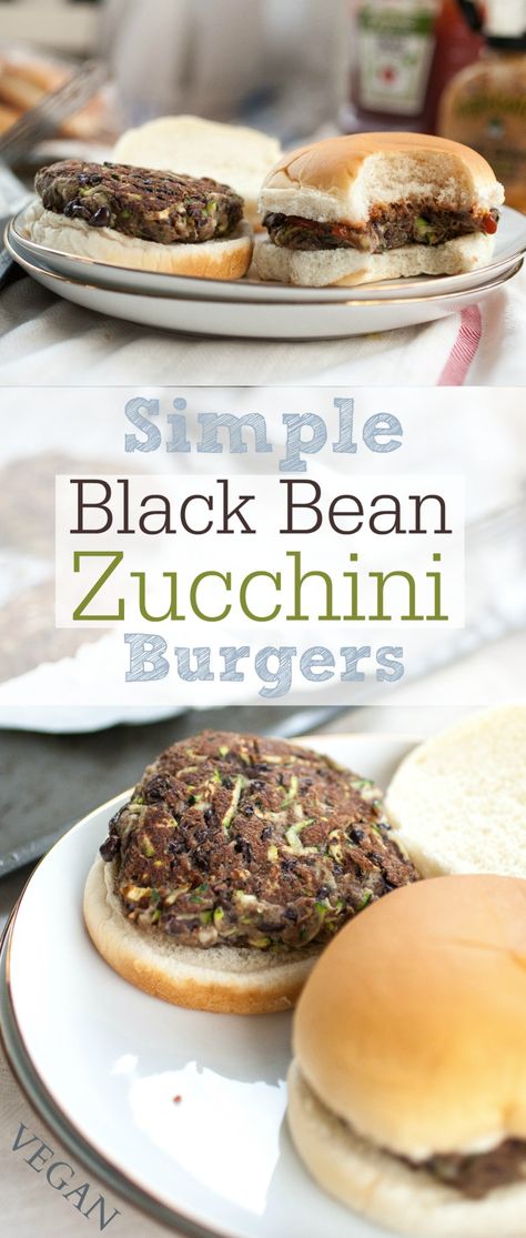 SIMPLE BLACK BEAN ZUCCHINI BURGERS Black Bean Zucchini, Zucchini Burger Recipe, Zucchini Burgers, Vegan Bbq Sauce, Zucchini Burger, Burger Mix, Bean Burgers, Vegan Bbq, Shredded Zucchini