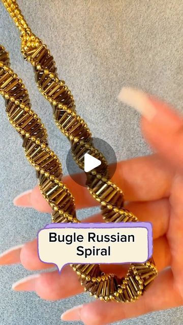 Sama_Jewels | Crafting Beauty Bead by Bead on Instagram: "Easy Russian Spiral necklace with bugle beads. You can get this unique look by using bugle beads. Full tutorial on my YouTube channel. See you there ! 🤗 . . #beading #tutorial #russianspiral #bead #handmadenecklace #buglebeads #elegantjewelry #diy #beadweaving" Bugle Beads Necklace, Bugle Bead Jewelry, Spiral Beaded Necklace, Russian Spiral, Spiral Necklace, Beading Tutorial, Bugle Beads, Bags Tutorial, How To Make Necklaces