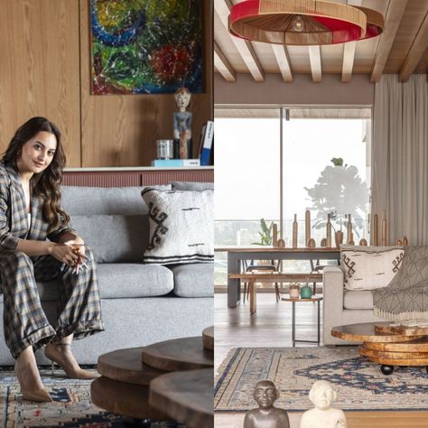 Sonakshi Sinha's 4,000-square-foot Mumbai home is an embodiment of understated luxury | Architectural Digest India Mumbai House, Mumbai Apartment, Dhvani Bhanushali, Moving Walls, Sliding Wall, Blue Panels, Neo Classical, Bedroom Ceiling, Inviting Home