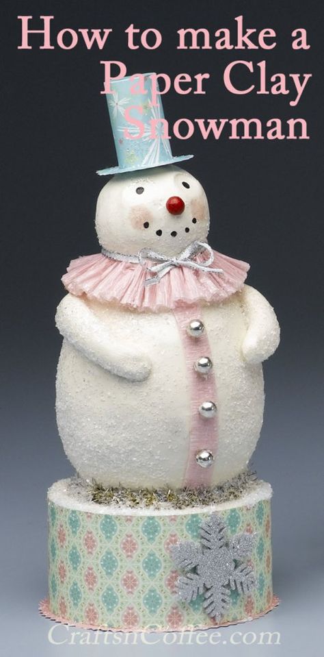 Paper Clay Snowman, Clay Snowmen, Clay Snowman, Diy Schneemann, Snow Men, Paper Mache Clay, Christmas Snowmen, Snow People, Diy Snowman