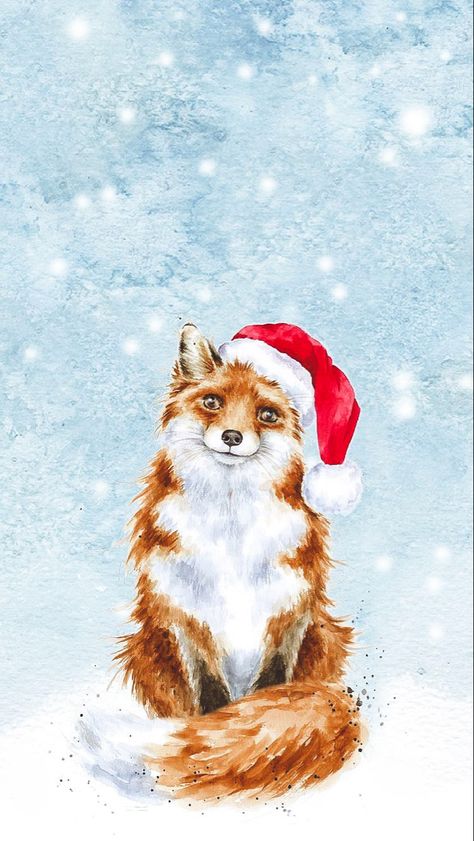 Fox Christmas, Wrendale Designs, Fox Painting, Boxed Christmas Cards, Beautiful Christmas Cards, Blue Sky Background, Watercolor Christmas Cards, Winter Animals, Fox Art