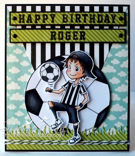 Sports Day Decoration, Anna Griffin Christmas Cards, Soccer Cards, Soccer Birthday, Uk Football, Masculine Birthday Cards, Birthday Cards For Boys, Boy Cards, Rubber Stamp Art