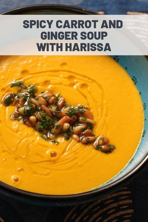 Spicy Carrot and Ginger Soup With Harissa | This recipe is less about the specific ingredients (though we do love the combination of carrots, harissa, and ginger) and more about the technique—follow a simple eight-step process and you'll be able to make a creamy vegetable soup with whatever flavors you're in the mood for.	  #soups #souprecipes #soupinspo #seriouseats #recipes Harissa Soup, Carrot And Ginger Soup, Irish Potato Soup, Creamy Vegetable Soup, Soup Spicy, Paleo Soups, Harissa Recipes, Spicy Carrots, Creamy Carrot Soup