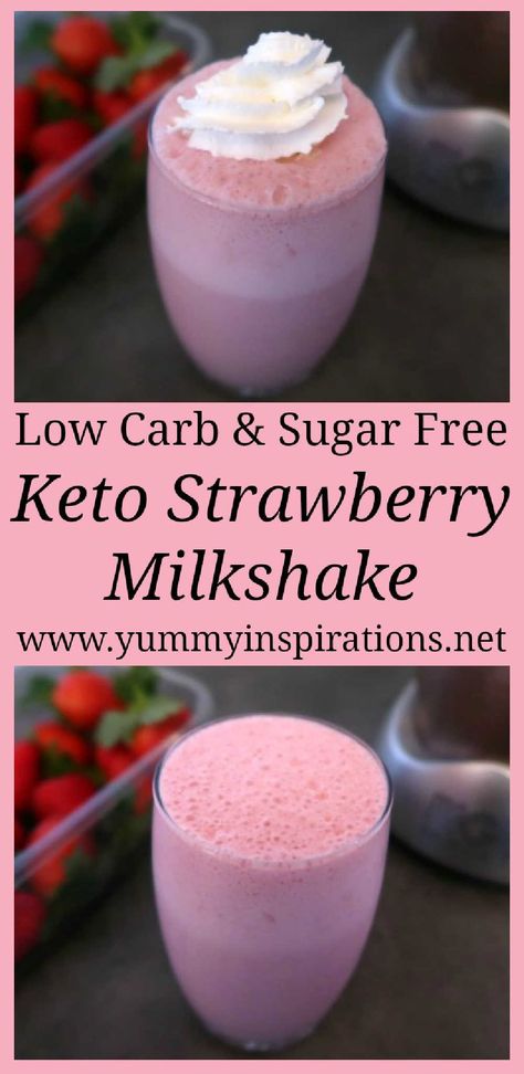 Low Carb Strawberry Milkshake Recipe – How To Make A Quick & Easy Keto Milkshake without ice cream and with frozen strawberries, almond milk and heavy cream – for an instant Ketogenic breakfast, snack or sweet treat. Strawberry Milkshake Recipe Easy, Milkshake Without Ice Cream, Strawberry Milkshake Recipe, Milkshake Recipe Strawberry, Keto Milkshake, Milkshake Recipe Easy, Keto Shakes, Keto Smoothie Recipes, Low Carb Drinks