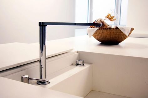 Sink with hidden faucet. - Modern - Kitchen - San Francisco - by Isolina Mallon Interiors Hidden Sink Kitchen, Hidden Faucet, Hidden Sink, Modern Sinks, Kitchen Interior Modern, Kitchen Island With Stove, Led Closet, Kitchen Planning, Hidden Kitchen