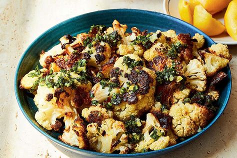 Parsley Gremolata, Eden Grinshpan, Gremolata Recipe, Great Dinner Recipes, Roasted Cauliflower Recipes, Vegan Inspiration, Middle Eastern Recipes, Veggie Sides, Roasted Cauliflower