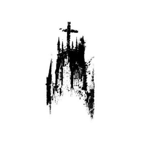 Christian Shin Tattoo, Steeple Tattoo, Burning Tower Tattoo, Goth Christian Tattoo, Black Castle Tattoo, Magnet Tattoo Ideas, Sacrilegious Aesthetic, Gothic Cross Drawing, Tattoos To Practice