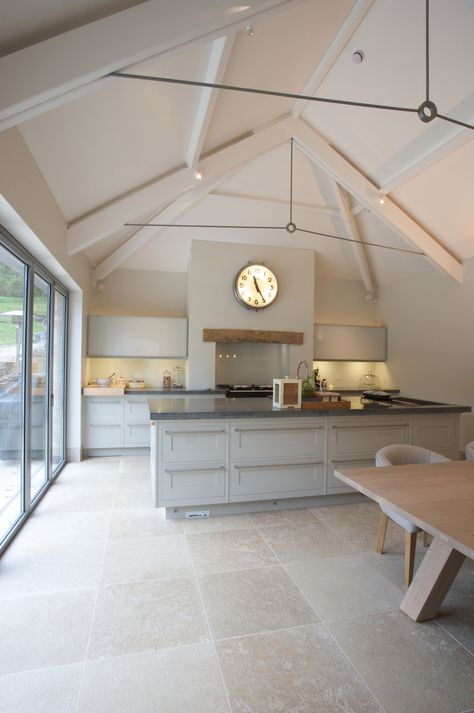 Popular Kitchen Designs, Barn Conversions, Barn Kitchen, Popular Kitchens, Barn Conversion, Kitchen Extension, Kitchen And Dining Room, Wooden Beams, Kitchen Floor