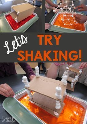 STEM Challenge: Build an earthquake resistant house and then try it! Give it some vigorous shaking for 15 seconds! Will it stay upright? Stem Classes, Stem Lab, Teaching Stem, Stem Lesson, 4th Grade Science, Stem Challenge, 6th Grade Science, Earth And Space Science, Stem Challenges