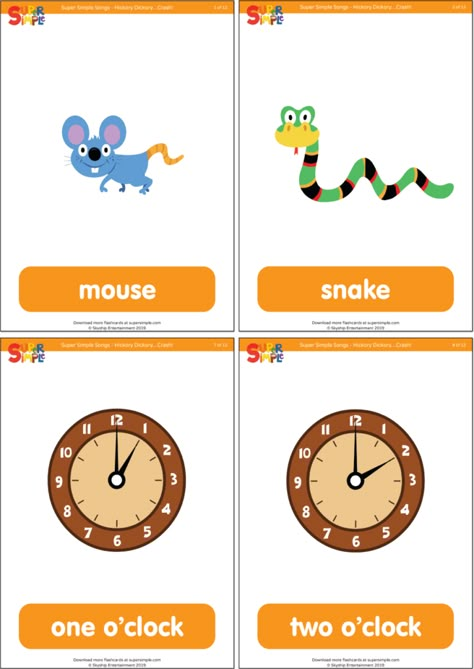 Hickory Dickory...Crash! - Super Simple Songs Hickory Dickory Dock Craft, Preschool Nursery Rhymes, Nursery Rhyme Crafts, Dinosaur Species, Wooden Garden Gate, Simple Songs, Hickory Dickory Dock, Classroom Songs, Super Simple Songs