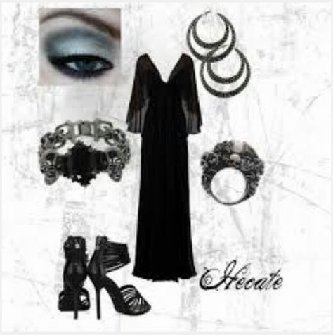 Hecate greek god of witchcraft inspired Outfit Greek Goddess Outfit, Percy Jackson Outfits, Goddess Makeup, Goddess Fashion, Goddess Outfit, Greek Gods And Goddesses, Fandom Fashion, Athena Goddess, Witch Fashion