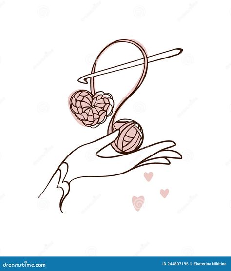 Crochet heart. Crochet my hobby. Logo. Vector illustration. Crochet Tattoo Ideas, Knitting Vector, Crochet Icons, Crochet Drawing, Crochet Tattoo, Crochet Cake, Insta Dp, Heart Crochet, Hand Lines