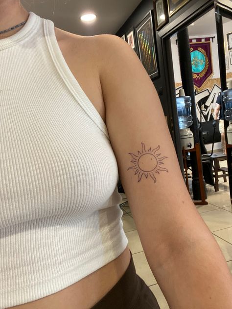 Sun Tattoo On Forearm, Sun Forearm Tattoo Women, Woman Inner Arm Tattoo, Sunset Lover Tattoo, Sun Tattoo Inner Arm, Philippine Sun Tattoo, Sun Arm Tattoo, Sun Tattoo Arm, Tattoo Sol E Lua