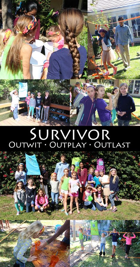 Backyard Survivor Games, Kids Survivor Challenges, Survivor Style Games, Survivor Challenges For Kids, Survivor Activities For Kids, Survivor Theme Party Challenges, Survivor Games For Kids, Survivor Games Challenges, Survivor Challenges At Home