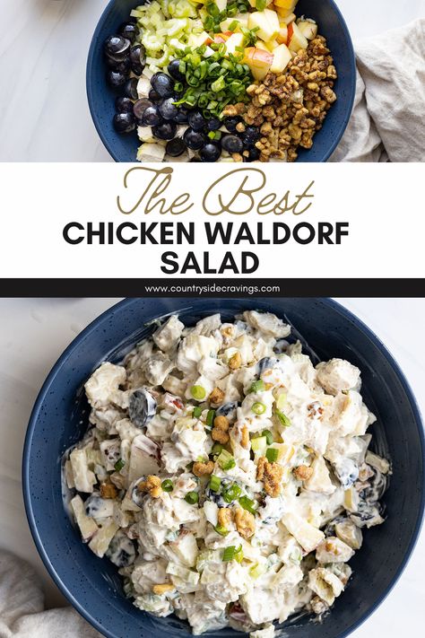 Waldorf Chicken Salad Recipe, Chicken Waldorf Salad, Waldorf Chicken Salad, Chicken Salad Dressing, Chicken Caesar Pasta, Waldorf Salad Recipe, Caesar Pasta Salad, Caesar Pasta, Autumn Salad Recipes