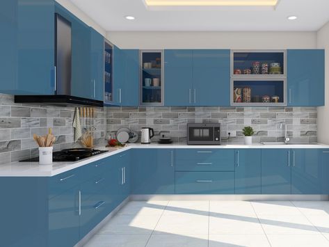 Interior Design for Home: Full Home Interior Design Solutions in 45 Days | HomeLane L Shape Kitchen Design, L Shaped Modular Kitchen, Kitchen Wardrobe Design, Kitchen Design Gallery, Interior Design Per La Casa, Kitchen Design Color, Kitchen Modular, Kabinet Dapur, Kitchen Cupboard Designs