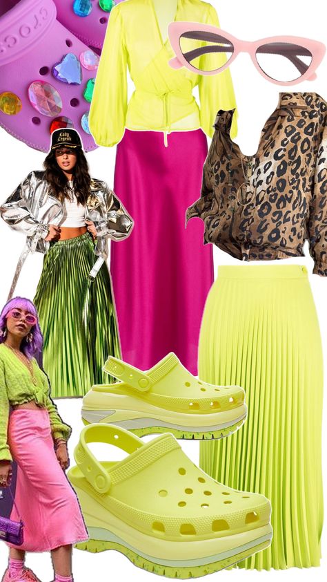 Lime, pink, and leopard outfits inspired by crocs mega crush Mega Crush Crocs, Crush Crocs, Dream Closet, Outfit Ideas