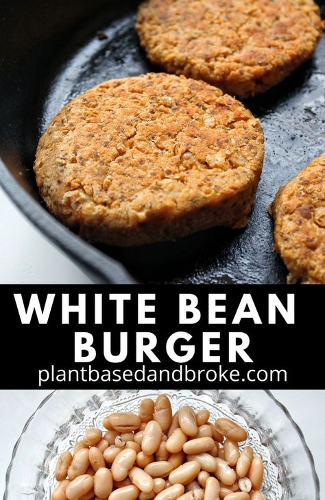 White Bean Burger Recipe, White Bean Burgers, White Bean Burger, Vegan Bean Burger, White Bean Recipes, Vegan Burger Recipe, Cannellini Bean, Veggie Burgers Recipe, Bean Burgers