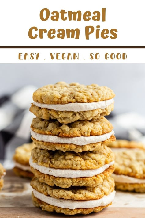 Homemade Oatmeal Cream Pies Healthy, Gluten Free Vegan Oatmeal Cream Pies, Dairy Free Oatmeal Cream Pie, Healthy Oatmeal Cream Pies, Oatmeal Pies, Oatmeal Cream Cookies, Homemade Oatmeal Cream Pies, Juice Business, Easy Cream Pie