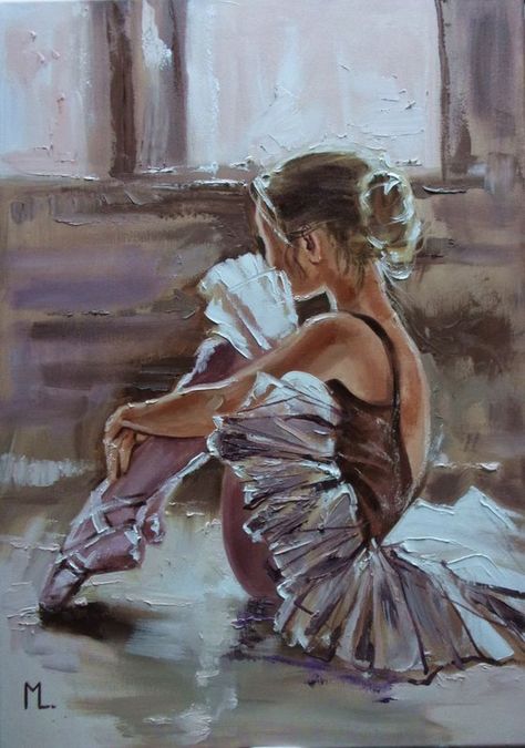 Monika Luniak, Ballet Drawings, Ballet Painting, Ballerina Painting, Dancer Painting, Dance Paintings, Little Ballerina, Oil Painting Portrait, Dance Art