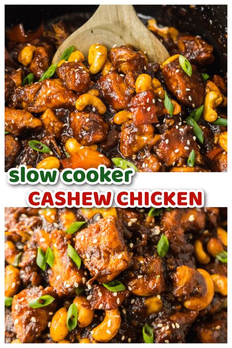 Slow Cooker Cashew Chicken - Life With The Crust Cut Off Slow Cooker Cashew Chicken, Cashew Chicken, Crock Pot Slow Cooker, Crock Pot Cooking, Slow Cooking, Crescent Rolls, Slow Cooker Chicken, Cooker Recipes, Chicken Dinner