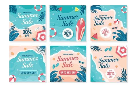 Summer Sale Social Media Template Summer Social Media Design, Catalog Design Inspiration, Social Media Summer, Summer Sale Banner, Carousel Post, Instagram Design Layout, Banner Designs, Instagram Feeds, Business Powerpoint Presentation