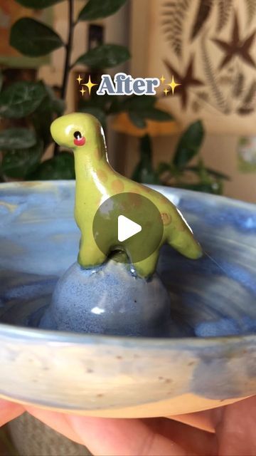 tinystrawberry | ceramics and illustration on Instagram: "Same concept, different idea ✨🦕 #ceramics #pottery #handmadeceramics #handmadepottery #cuteceramics #cutepottery #cutedino #dinosaur #dinobowl #bowl #brontosaurus #dino" Dinosaur Ceramics, Ceramics Pottery, Pottery Ideas, Clay Projects, Handmade Pottery, Handmade Ceramics, Bowl, Ceramics, On Instagram