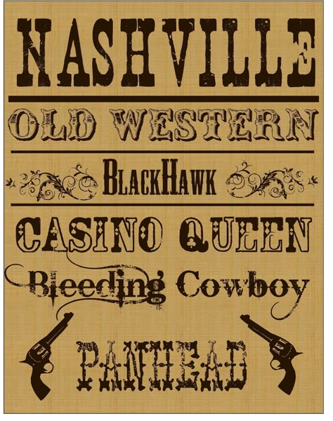 Obviously,  I am enjoying this font thing. I LOVE western fonts, so I threw this together to show them off. Aren't the guns cool?? I also... Cowboy Font, Country Fonts, Card Fonts, Western Font, Fun Fonts, Old English Font, Old Western, Western Party, Font Examples