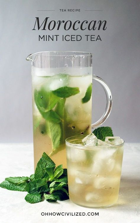 Moroccan Mint Tea Mint Tea Recipe, Mint Drink, Tea Drink Recipes, Moroccan Mint Tea, Iced Green Tea, Iced Tea Recipes, Mint Tea, Moroccan Food, Water Recipes