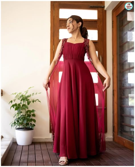 Saree Turned Into Dress, Marriage Function Outfit For Women, Marriage Function Dress, Marriage Function Dresses For Women, Long Gown Designs Indian Simple, Simple Function Dress, Partywear Gowns Indian, Wedding Function Dresses, Long Skirt Outfits Indian