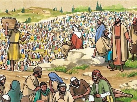 FreeBibleimages :: Feeding of the 4000 :: A crowd is with Jesus for three days and has nothing to eat, so Jesus feeds them with seven loaves of bread (Mark 8:1-10) Fish Craft, Bible Photos, Life Of Jesus Christ, Loaves Of Bread, Miracles Of Jesus, Why Jesus, Bible Illustrations, Bible Coloring Pages, Two Fish